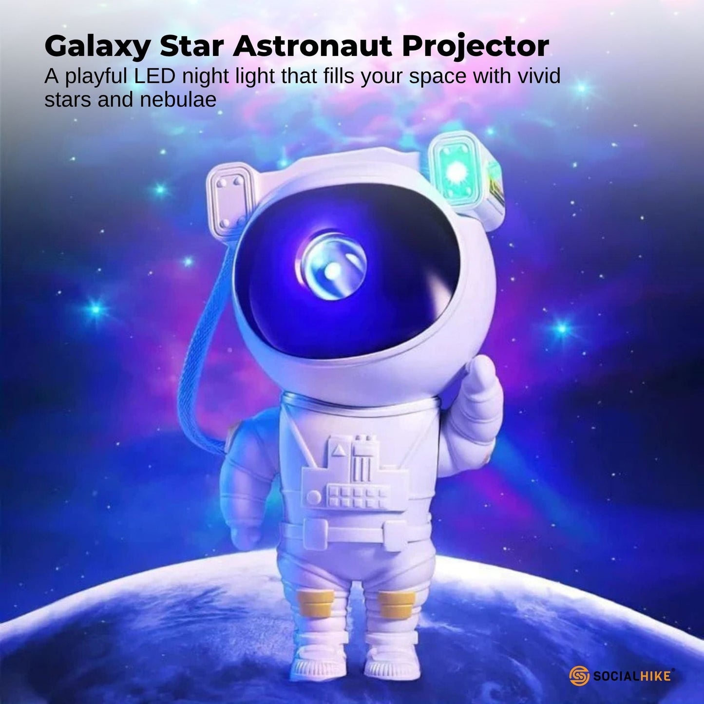 Social Hike Galaxy Star Projector - Colour LED Astronaut Night Light and Remote-1
