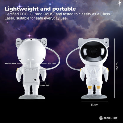 Social Hike Galaxy Star Projector - Colour LED Astronaut Night Light and Remote-2