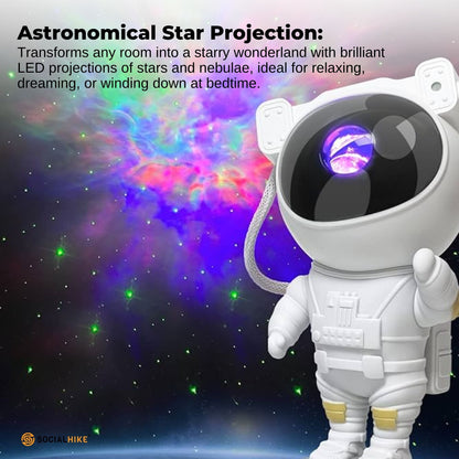 Social Hike Galaxy Star Projector - Colour LED Astronaut Night Light and Remote-3